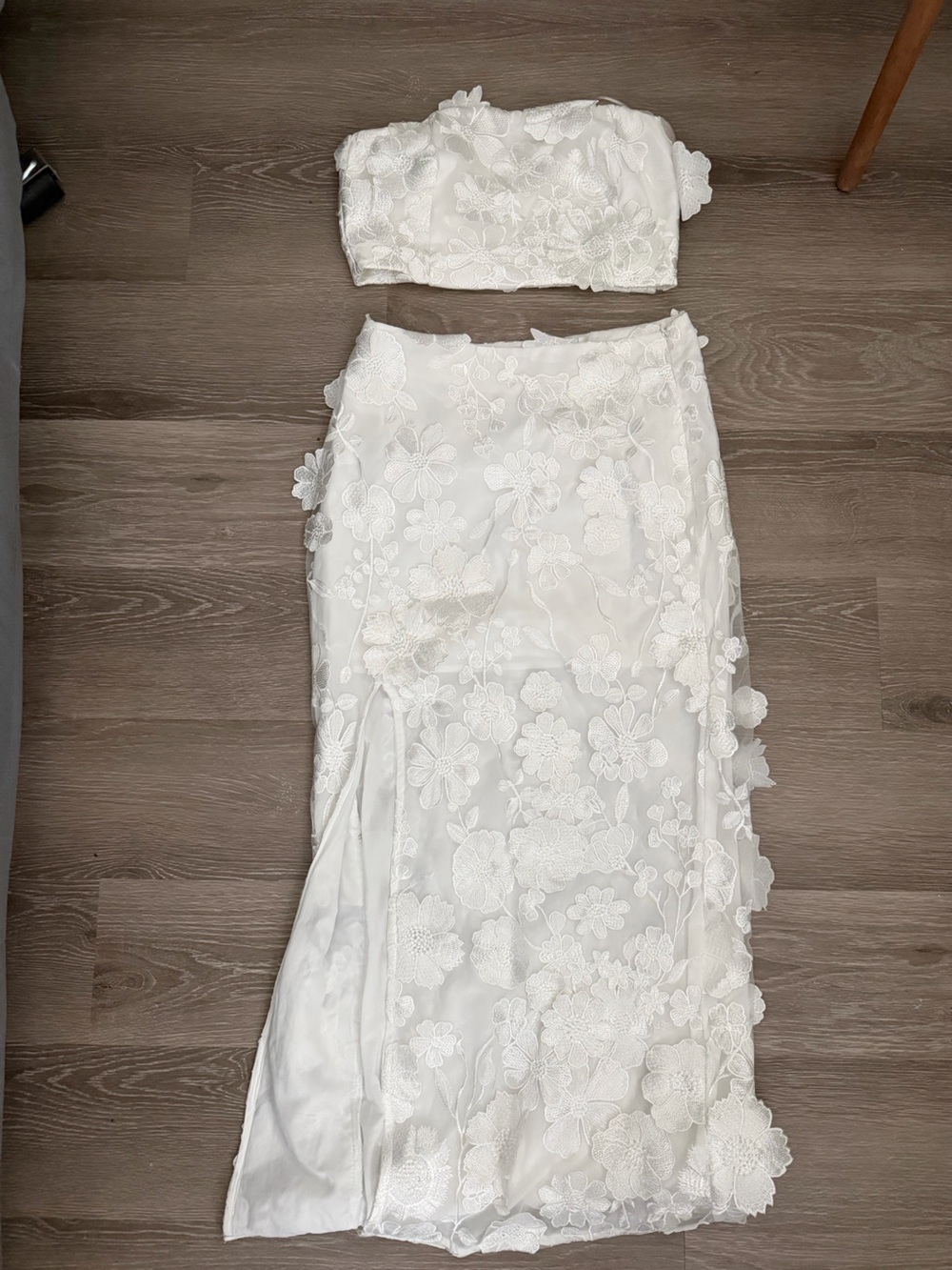 Endless Rose White Floral Lace Two-Piece Slip Set